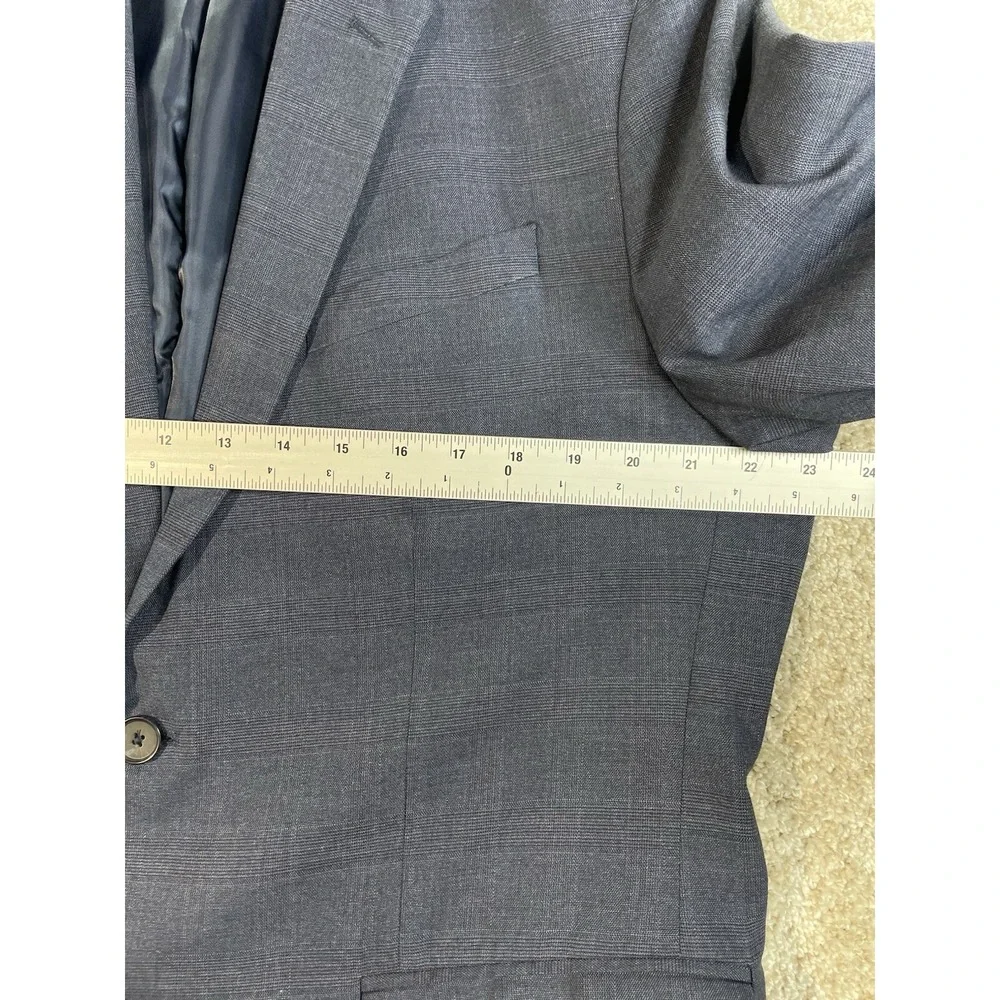 Banana‎ Republic Blazer Mens 44R Blue Glen Plaid Slim Fit Two Button Sport Coat